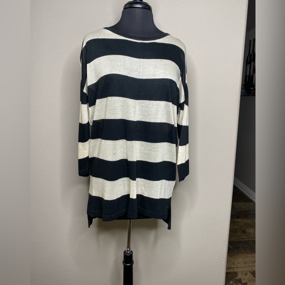 Black and white striped sweater size medium
